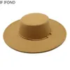 Gunstige rand hoeden Franse stijl 10 cm breed derby top socialite wind hepburn wol vilt fedoras elegante trouwjurk 230325