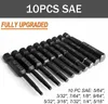 Binoax 10 st SAE/Metric Hex Head Allen Wrench Drill Bit Set 1/4 "Diameter Snabbfrisättning Shank Magnetic Screwdriver