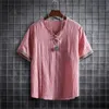Mäns casual skjortor M-5xl plus size Summer Plain Color Korean Fashion Men Short Sleeve Hawaii Shirt Light Weight Clothing 230325