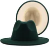 Cappelli a tesa avari Semplice Cappelli fedora bicolore per uomo cappello di feltro con fondo beige verde cappello da jazz cappello a bombetta cappello da uomo cappello da chiesa 5658CM 230325