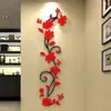 Väggklistermärken 3D Vase Flower Tree Diy avtagbar konst Akryl Dekal Mural Home Decor för sovrums -tv -bakgrundsdekoration