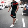 Herrspårar Summer Men's T-shirt Set 100% Syntetiskt material Bekvämt och coolt Men Tracksuit T-Shirt Shorts Outfits Set Sets Overdimensionerade trasa 230325