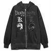 Kadın Hoodies Sweatshirts Fermuar Hoodie Death Note Kawaii Doğrudan Satış Harajuku Y2K Ceket Tanımsız Kpop Uzun Kollu giysi Jack 230325