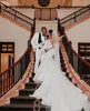 Роскошная русалка арабские свадебные платья с длинными рукавами v Шея с блестками.