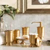 Ensemble d'accessoires de bain Accessoires de salle de bain antiques Bronze Vintage Brass Brosse à dents Tasse Mmouthwash Press Bottle Articles de toilette