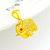 Pendant Necklaces Trendy Gold-Color Thick Plated Stamp Zircon Elephant Necklace For Men Fashion Jewelry