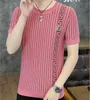 Men's T-Shirts Fashion Brand Summer Men Short Sleeve T-shirt 2023 New Stripe Hot Diamond Round Neck Short Sleeve Men's Tees & Polos