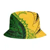 Chapeaux à large bord 2023 Chapeau de pêcheur Trendy Street Fashion Sun Bucket Fond rouge Golden Print Logo personnalisé polynésien