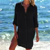 Women's Swimwear Cotton Tunics for Beach Women Swimsuit Cover-ups Woman Cover up wear Mini Dress Saida de Praia 220325