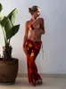 Duas peças Conjuntos de verão Sexy Print Beach Outifits Straps Biquíni com finas Saias de ternos para mulheres do clube Mutre