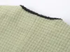 Kvinnorjackor Autumn Clothe Classic Green Woven Tweed Handcraft Short Faux Wool Slim Outwear Ladies Woolen Women Clothing 230325
