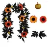 Decorative Flowers DIY Decoration Halloween Black Sunflower Wall Hanging Ornaments Room Decor