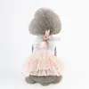 Chien Vêtements Robe D'anniversaire Pour Pet Tutu Coton Rose Petite Dentelle Princesse De Luxe