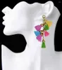 Orecchini pendenti moda filo di cotone esagerato nappa petardo forma lunga borchia per le donne ragazze etniche bohemien grande orecchio gioielli