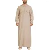 Ethnic Clothing 2023 Arabic Style Simple Long Men's Hooded Shirt With Pocket Muslim Robe Men Islamic