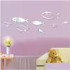 Adesivos de parede 8 pcs peixe peixe acrílico espelho quarto decoração decoração de decoração de decoração de casa entrega de entrega de parto dhj9l