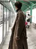 Men's Wool Blends Mauroicardi Autumn Winter Long Khaki Black Soft Warm Trench Coat Men with Side Slit Sashes Loose Casual Korean Fashion 230325