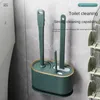 Cepillos para inodoro Soportes Cepillo Sin silicona Montado en la pared Herramientas de limpieza de tres piezas multifuncionales con soporte Conjuntos de accesorios de baño para el hogar 230324