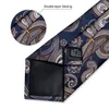 Neck Tie Set Luxury Blue Gold Paisley Men's Tie Business Wedding Formal Neck Tie For Men Gift Cravate Silk Tie Handkerchief Cufflinks DiBanGu 230324