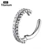 Nose Rings Studs 1PC G23 Hoops Earrings Zircon With 1mm Ball Hinged Segment Ring Septum Clicker Conch Helix Piercing 16G 230325