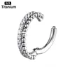 Burun Halkaları Saplamalar 1pc G23 Hoops Küpeler Zirkon 1mm Top Menteşeli Segment Halkası Septum Clicker Conch Helix Piercing 16G 230325