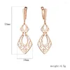Dangle Earrings 2 Style Womens 585 Rose Gold Color Without Stone Flower Rectangle