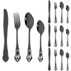 Servis uppsättningar Vintage 20st Black Set Knife Fork Dessert Spoon Table Stay Steel Cotlary Party Western Kitchen Flatware