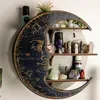 Decorative Objects Figurines Decor for Crystal Essential Oil Nursery Wooden Moon Shelf Living Room Rustic Display Rack Wall Hanging Storage Rack Bedroom 230324