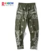 Men's Pants Rainbowtouches Pants Mens High Street Hip Hop Bandana Paisley na całej druku Multi Tooling Pocket Slim Casual Trend Wygoda 230325