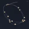 Hanger kettingen mode multilayer star ketting ketting transparante lijn goud zilveren kleur voor vrouwen sleutelbeen sieraden xl933