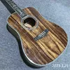 Dreadnought KOA Wood Folk Acoustic Guitar Ebony Fingerboard Real Abalone Binding KOA Back Side