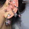 Boucles d'oreilles pendantes Goth Harajuku brillant doux Y2K asymétrique irrégulier rose étoile coeur pour femmes Egirl Halloween Grunge bijoux accessoires