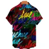 Männer Casual Hemden Sommer Bunte Graffiti 3D Druck Hawaiian Einreihige Taste Kurze Ärmel Mode Lose 230325