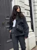 Damesjassen losse vrouwen vintage zwarte tweed jas 2023 mode dames casual bovenkleding chique vrouwelijke oversized stijlvolle 230325