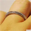 ジュエリーかわいいビクトリアウィックラグジュアリージュエリー925 Sterling Sier Corss Band Pave White Sapphire CZ Diamond Women Party Rings for DH8V0