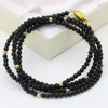 Hebra Cierre magnético 3mm Natural negro ónix cornalina cuentas redondas cadena larga pulseras multicapa 4 filas joyería única B2791