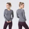 Женская свободная подгонка йога футболки в спортзале эластичный с длинным рукавом
