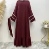 Этническая одежда Муслин Абая для женщин Плиссированные свободные большие подолы Мусульманское модное платье Дубай Ближний Восток Турция Женщины Длинный халат Исламский 230324