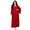 Этническая одежда 2023 Abayas для женщин лето в стиле моды с длинным рукавом vneck polyester dubai muslim dres 230324