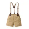 Kleidung Sets Sommer Kleinkind Jungen Gentleman Kurzarm Bowtie Hemd Tops Hosenträger Shorts Kinder Jungen Kleidung Outfits