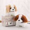 Electric/RC Animals Intelligent Electric Plush Toy Walking Barking Dog Teddy Corgi Dog Rabbit Tail Wagging Ass Shaking Toys For Children Intressant 230325