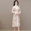 Damesjassen Chinese stijl herfst winter qipao jas fleece verdikking temperament high-end dames retro elegante cheongsam lang