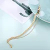 Fußkettchen 2023 Design Zwei Schichten Fußkettchen Für Frauen Mädchen Fishbone Flugzeug Form Gold Farbe Flache Kette Schmuck Zubehör