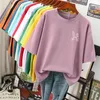 여자 플러스 사이즈 TSHIRT EBAIHUI 100 COTTON L6XL 셔츠 만화 인쇄 셔츠 짧은 슬리브 OP 여름 kawaii 커플 O 목 셔츠 230324