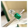 ジュエリーInsシンプルなファッションリング925 Sterling Sier Water Drop Emerald CZ Diamond Gemstones Party Eternity Women Open Adjusab DHHHB