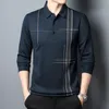 Polo da uomo Polo da uomo di marca di moda Polo a righe manica lunga Autunno e primavera Polo maschile stile coreano per abbigliamento da uomo Tshirt 230325