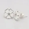 Stud -oorbellen Authentiek 925 Sterling Silver White Primrose -mode voor vrouwen Gift DIY -sieraden