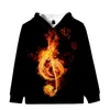 Herrtröjor tröjor 2023 Trend Casual Music Notes 3D Digital Printing Adult Children Hooded