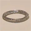 ジュエリーかわいいビクトリアウィックラグジュアリージュエリー925 Sterling Sier Corss Band Pave White Sapphire CZ Diamond Women Party Rings for DH8V0