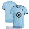 Custom Minnesota Mens Women Youth United FC 10 Emanuel Reynoso 19 Romain Metanire 8 Jan Gregus 17 Robin Lod Light Blue 2021 The River Kit Au